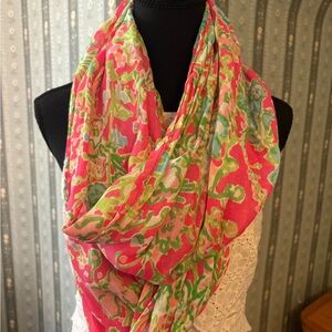 Lilly Pulitzer Pink and Green Floral Infinity Scarf